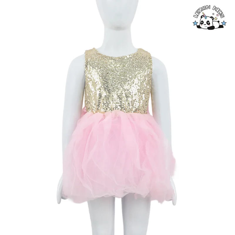 LEZONKIDS - Factory Wholesale Kids Dress Sleeveless Puffy Baby Girl Princess Dress for Birthday Wear